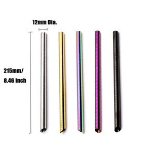 12 mm boba bubble tea slant tip colored gold stainless steel metal reusable drinking straw