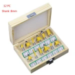12pcs 8mm milling cutter set decoration edge straight milling cutter woodworking drill carbide cutting wood milling cutter