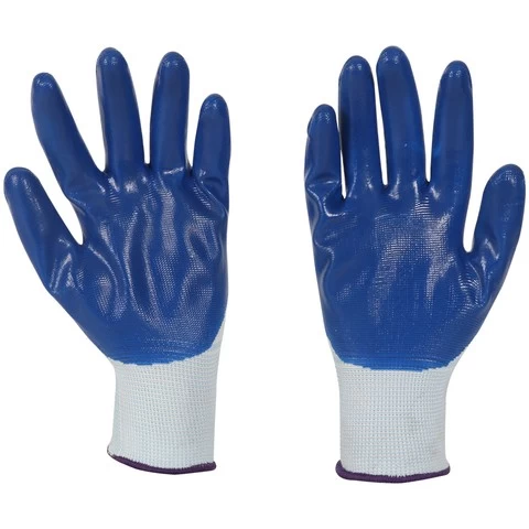 13G Polyester  coated Nitrile working safety  gloves