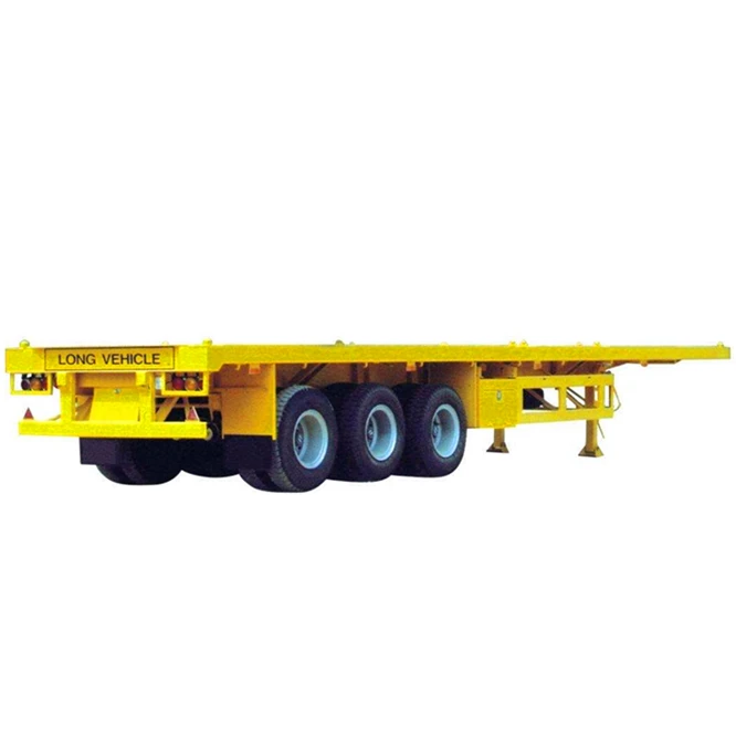 2 Axle 3 Axles 20ft 40ft Container Transport Flat Bed Flat Deck Semi Truck Trailer Steel
