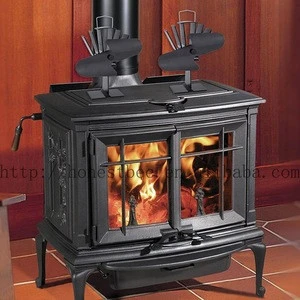 2 Blades Wood Burning Mini Stove Heat Powered Fan Heat Driven Stove Fireplace Top Fan Black Log Burner