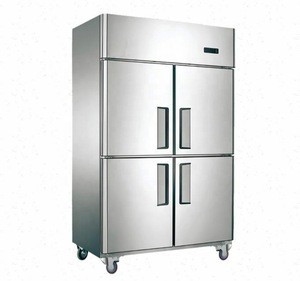 2 or 4 doors Commercial Stainless Steel Kitchen Upright refrigerator freezer with 1000L
