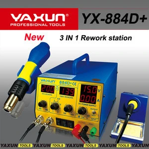 2017 New Yaxun 3 in 1 rework soldering station high quality hot air Station with 15V,2A DC power supply