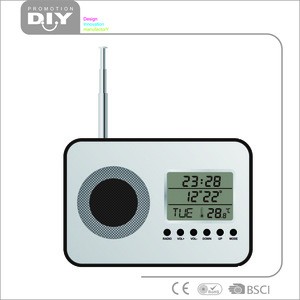 2018 Hot sale cheap price portable fm radio with mini speaker and calendar function