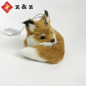 2018 new design festival decoration fake fur fox and mini animal keychain