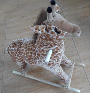 2019 Popular Kids Gifts  Cute Plush Animal Wooden Rocking Horse Toys