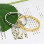 2020 Ladies Crystal Stone Cuff Stainless Steel Jewelry Engraved Love Screw Bracelet Bangle