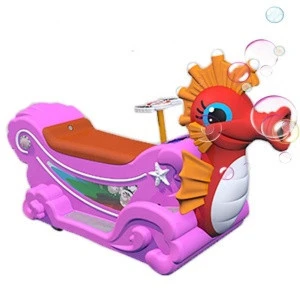 2020 popular ride on battery operated car blow bubbles colorful sea horse for kids