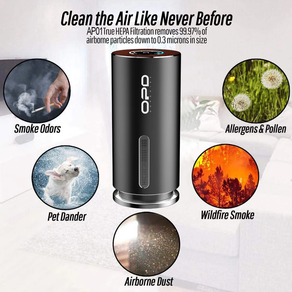 2021 Air9 Ozone Car Air Cleaner USB Smoke Air Purifier Battery Smart UVC Hepa Filter Portable Car Air Purifier