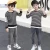 Import 2021 fashion boy solid color jeans + striped top suit boys casual cool suit children denim two-piece wholesale from China