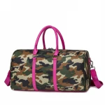 2021 High Quality Large Capacity Pu Leather Luggage Bag Women Duffle Bag Waterproof  Hot Pink Camo Leopard Weekender Travel Bag