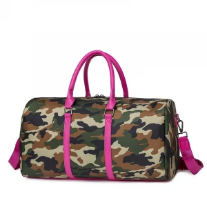 2021 High Quality Large Capacity Pu Leather Luggage Bag Women Duffle Bag Waterproof  Hot Pink Camo Leopard Weekender Travel Bag