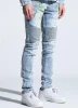 2021 High Quality Mens  3D Moto Pintuck Denim Pant Jean Pain Splatter Jeans