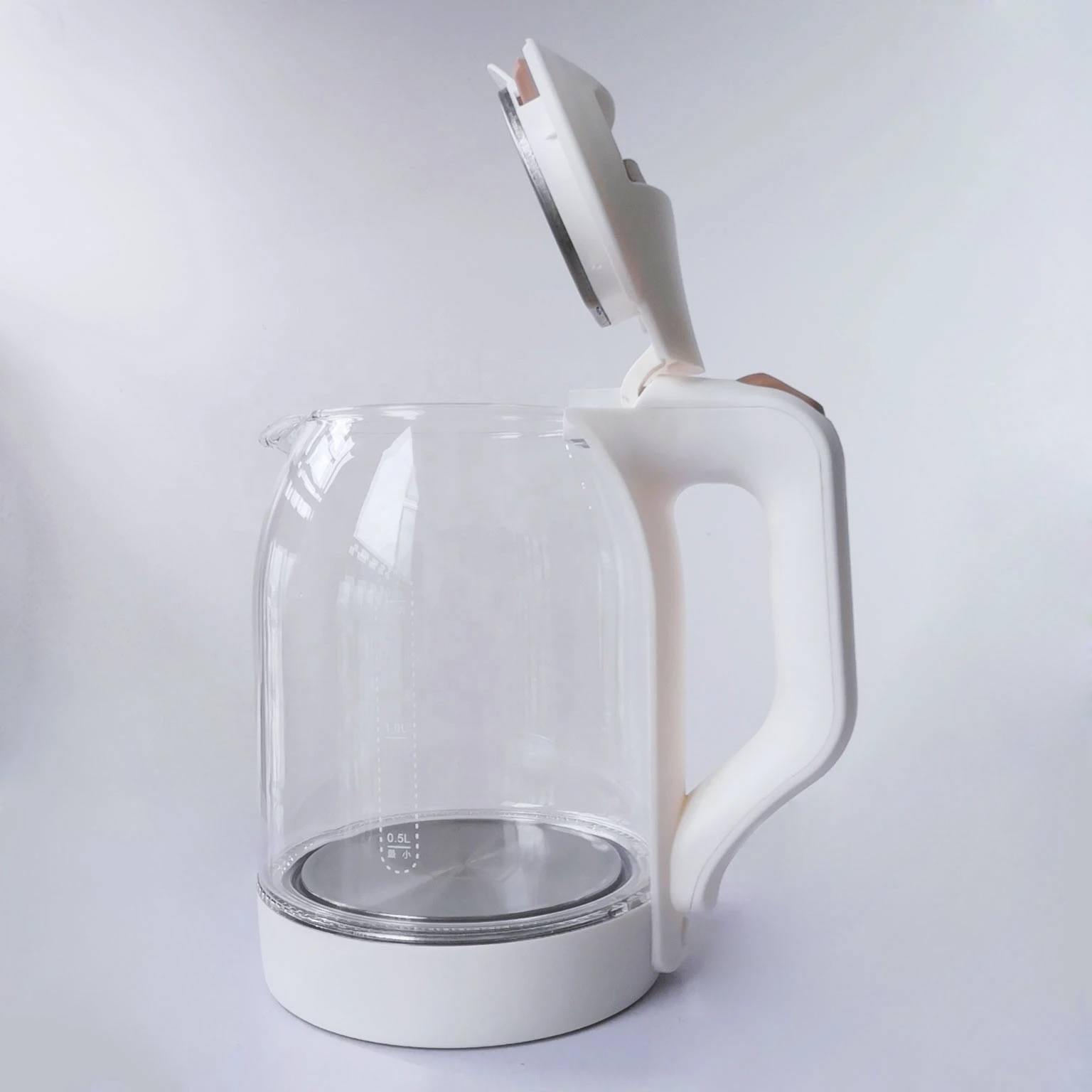 2021 hot sale home electronics kitchen appliances water boiling WHITE Transparent High Borosilicate Glass pot Electric Kettle