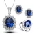 Import 2021 New Arrival Women Multi Colors 925 Sterling Silver Plated Crystal Blue Cubic Zircon Pendant Necklace Jewelry Sets from China