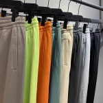2021 New fashion color loose plain french terry cotton sweatpants mens streetwear jogger pants wholesale
