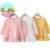 Import 2021 woven fabric solid color baby dresses ruffle children clothes boutique girl dress from China