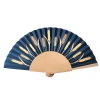 2024 custom printed abanico amarillo wood foldable fan nature wooden art craft painted hand fan for women wedding juish