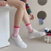 2024 spring/summer new womens mid-tube socks thin soft breathable cotton socks female candy color sweet casual female socks