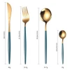 24pcs Gold Cutlery Set 304 Stainless Steel Flatware Sets With Wooden box