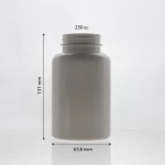 250cc -  45mm - 28g capsule pill plastic bottle Pharmaceutical plastic PET bottle with Child-proof cap