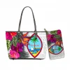 2pcs Women Large Handbag And Purse Guam Hawaiian Hibiscus Flower Print cheap ladies tote shoulder bag custom classic hand bag