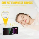 3 Adjustable Brightness Temperature Date Snooze Colorful Screen Display  Digital Alarm Clock