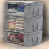 3 Pack Gray Foldable Storage Bag Organizer For Clothes, Bedroom