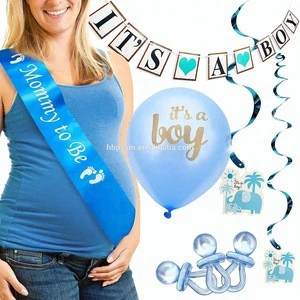 37 pcs Blue Theme Baby Shower Decoration Set its a boy Mommy To Be Sash