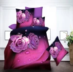 3D  Duvet Cover Set  with Pillowcases Flat sheet Quilt case Washed Microfiber 3d floral Bedding Set with zipper closure