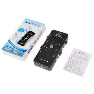 4 Port USB 2.0 KVM Switch VGA/SVGA Splitter Box HUB Selector Adapter 1920 X 1440 Connects Printer Keyboard Mouse Monitor