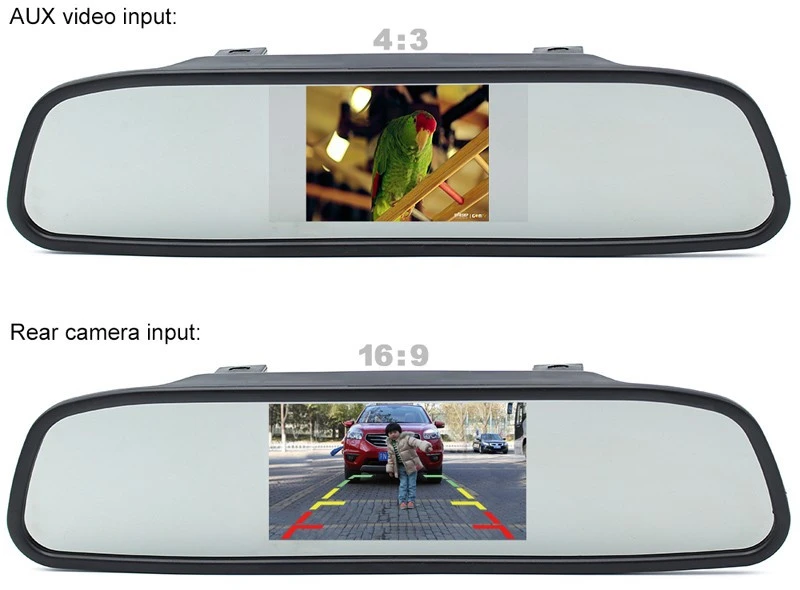 4.3inch retrovisor monitor con camera car reverse video parking sensor