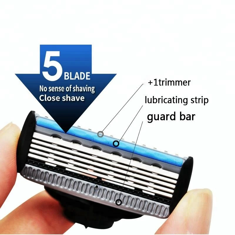 5 Blade razor cartridge with trimmer 5+1 Blade shaving razor