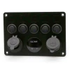 5 Gang Rocker Switch Panel Waterproof Marine Boat 12V Toggle ON OFF Switches with Digital Voltmeter