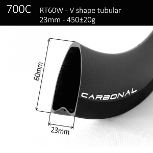 700C 60mm tubular bike carbon rims full carbon bicycle wheel for TT bike 23mm width V shape