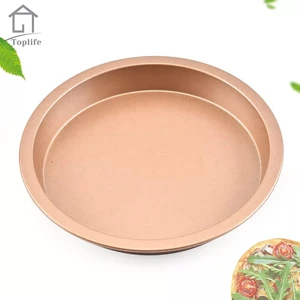 8inch gold color round deep dish non stick carbon steel cake pizza pie baking pan tray