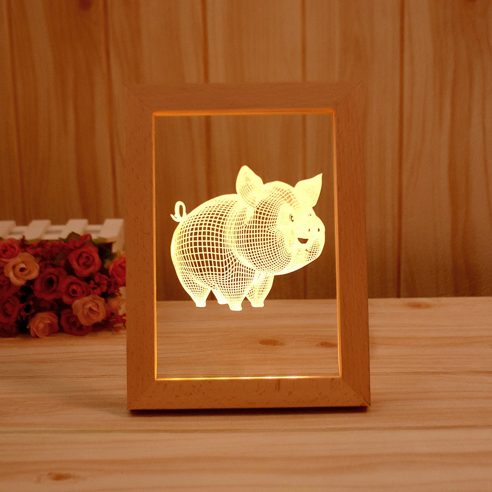 Acrylic LED Home Decoration Wood Photo Frame Lights LED Night Light