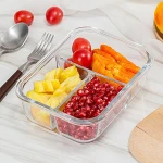 Air Tight Compartment Glass Food Storage Containers Set With Plastic Locking Lids