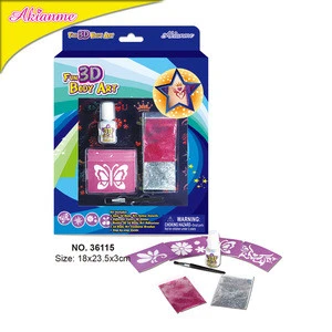 Akias Shiny Body Art Product Pink And Silver Color Body Tattoo Kit