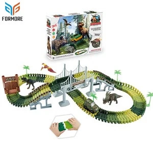 Amazing Dinosaur Track Car Toy with 144pcs with 1 Jeep Included