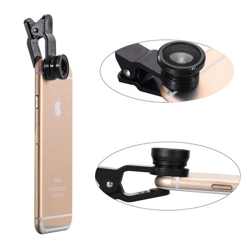 Amazon Hot sale 0.67X super wide angle lens fish eye lens 12x macro mobile phone camera lens with clip