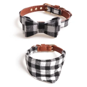 Amigo Innovative England stylish plaid fabric pet products dog bandana leash dog collar supplier direct cat collars