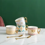 Angel diamond ceramic  Small European luxury coffee mug saucer set house tea cup