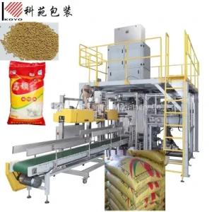 Automatic 25-50kg Fish/Shrimp Feed/Fodder/Provender Weighing Filling Packaging Sealing Sewing Machine with Palletizing Robot in PP Woven Bag Bought by Haidi