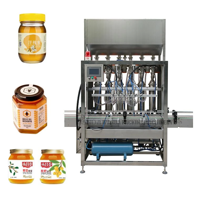 Automatic 4/6/8/12 Nozzles Fruit Jam Sauce Peanut Butter Filling Capping And Packaging Machine