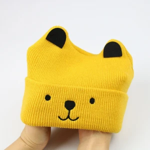 Baby cartoon cat needlework knitted cap new baby cap for autumn and winter