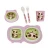 Bamboo fiber childrens tableware new plate 5 piece set baby cartoon rice bowl spoon fork cup set