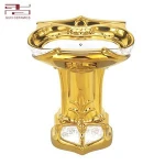 Bathroom luxury oval gold hand washing sink basin with pedestal