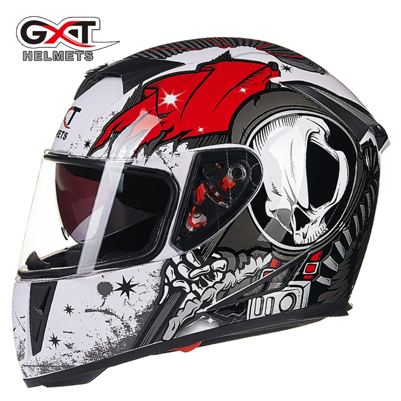 BEKC03 GXT helmet male winter motorcycle electric double lens fog helmet full face helmet