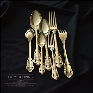 Best Selling Products Durable Luxury Handle Dinnerware Gold Plated Stainless Steel 4Pcs Kitchen Cutlery Set